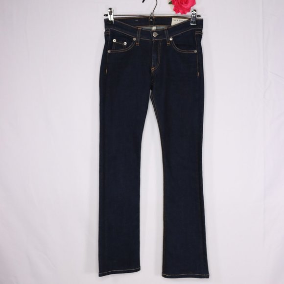 Rag and Bone Jeans Size 24 Stiletto Bootcut Dark Wash Blue Contrast Stitching - Picture 10 of 11